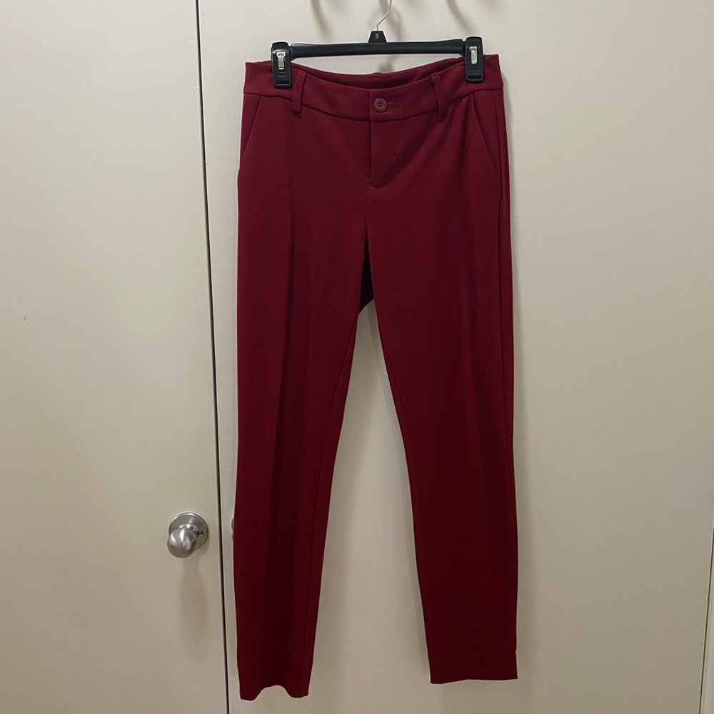 CAbi Women's Straight Leg Pants in Deep Red